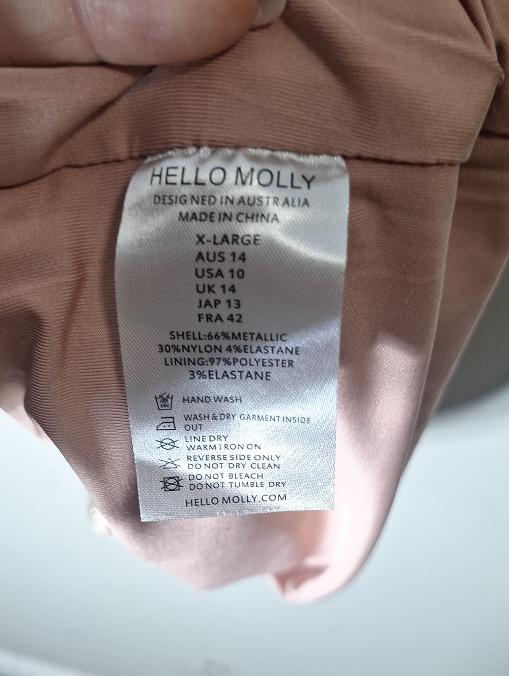 Hello Molly Metallic Rose Gold Cowl Neck Mini Dress - Picture 5 of 8